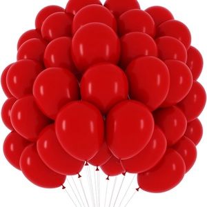 RUBFAC 135pcs Red Balloons 12 Inch Premium Red Balloons and Ribbon,
